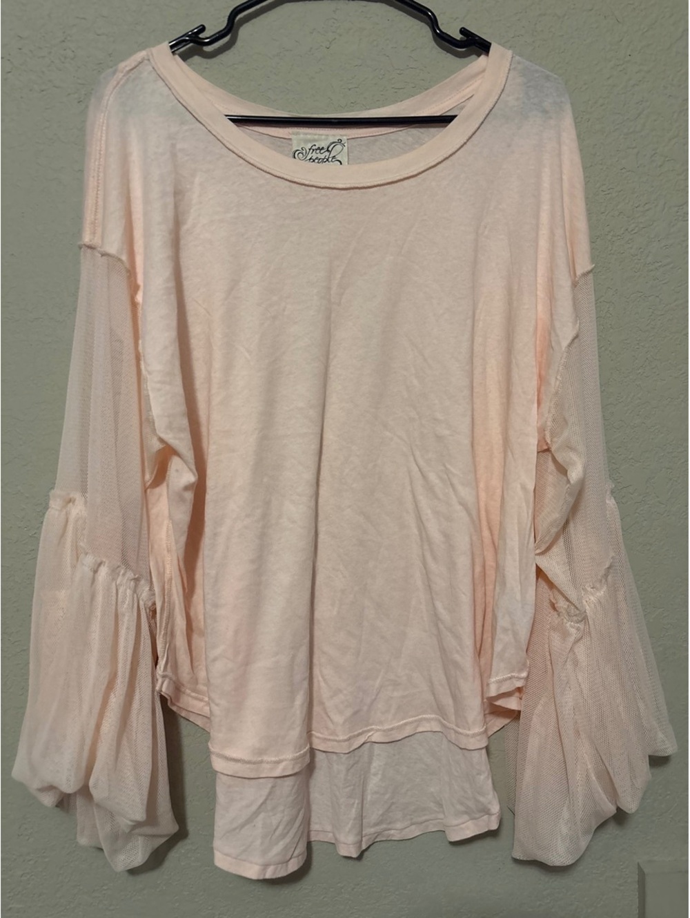 Free People Soft Pink Bell Sleeve Top Size Small